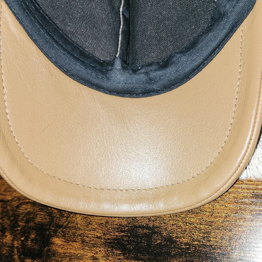 UGG Australia UnisexGenuine Cream Shearling Smooth Tan Leather Baseball Cap - Picture 8 of 15